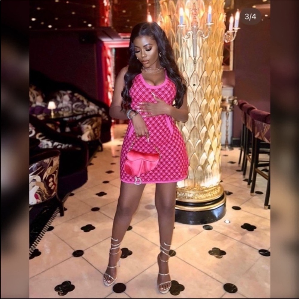 ZARA Women | Pink | PLAID KNIT DRESS - Picture 2 of 13